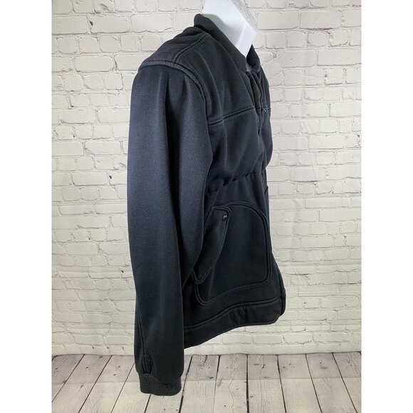 VTG CC Filson Navy Blue Wool Lined Full Zip Collarless Jacket Inner Pocket M USA - Picture 9 of 10